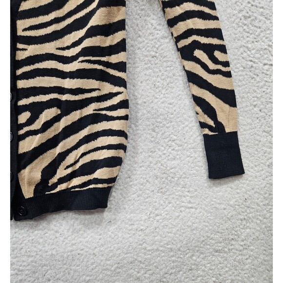 Express Women Sweater Medium Black Animal Print 100% Cotton Long Sleeve Cardigan - Picture 5 of 16